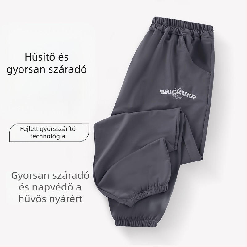 Nyári gyerekeknek szánt szúnyogellenes, vékony, hűsítő sportnadrág, 3/4 hosszú, gyorsan száradó