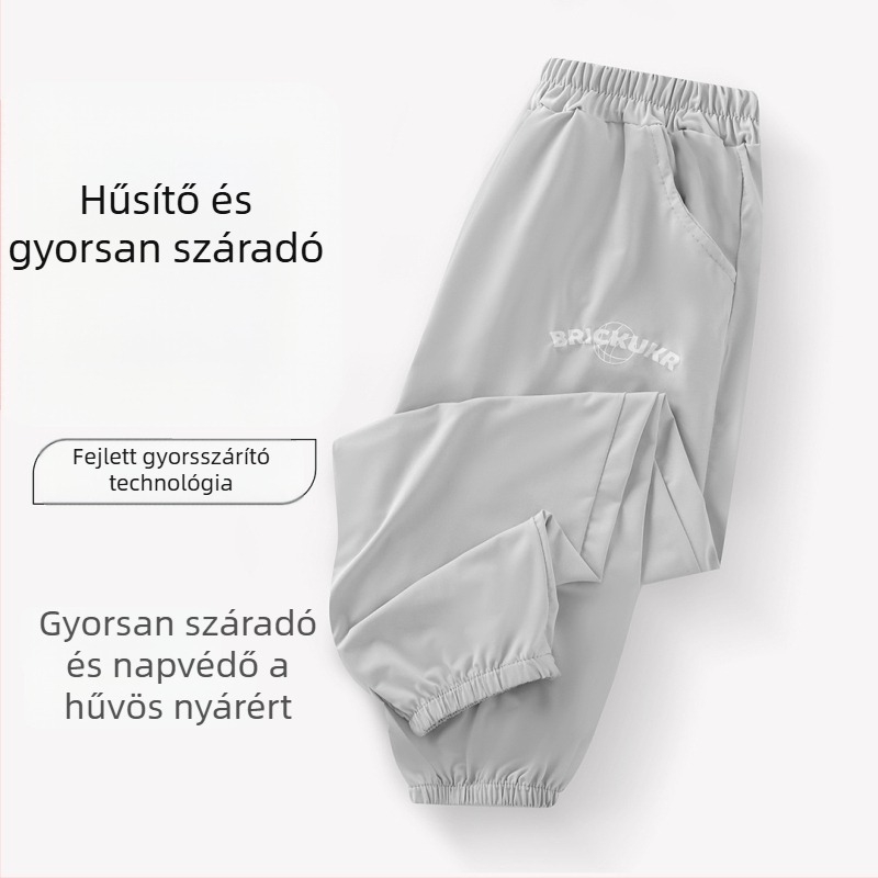 Nyári gyerekeknek szánt szúnyogellenes, vékony, hűsítő sportnadrág, 3/4 hosszú, gyorsan száradó