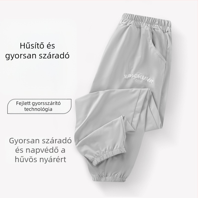 Nyári gyerekeknek szánt szúnyogellenes, vékony, hűsítő sportnadrág, 3/4 hosszú, gyorsan száradó