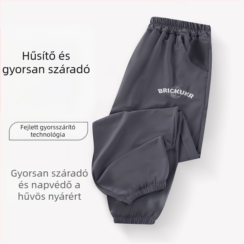 Nyári gyerekeknek szánt szúnyogellenes, vékony, hűsítő sportnadrág, 3/4 hosszú, gyorsan száradó