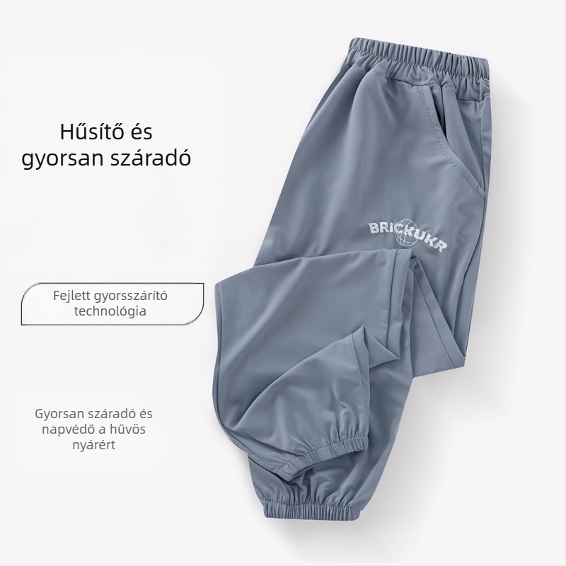 Nyári gyerekeknek szánt szúnyogellenes, vékony, hűsítő sportnadrág, 3/4 hosszú, gyorsan száradó