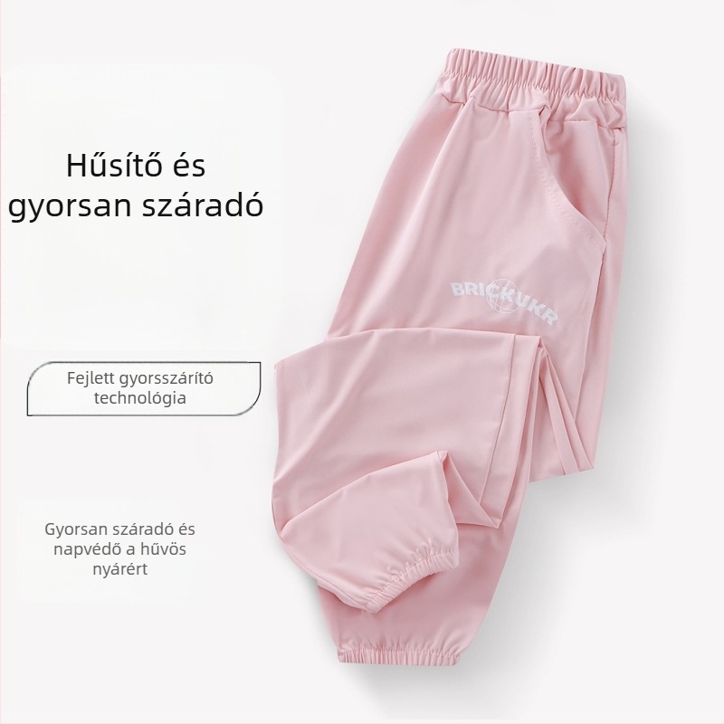 Nyári gyerekeknek szánt szúnyogellenes, vékony, hűsítő sportnadrág, 3/4 hosszú, gyorsan száradó