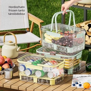 Hordozható élelmiszer-frissítő tároló zárható fedéllel, irodai, piknik és kültéri használatra, nagy kapacitású, PET anyag