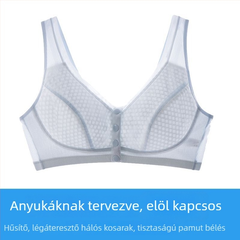 Elöl záródó, merevítő nélküli melltartó, mellény-stílusú, légáteresztő, középkorúak és idős nők számára, kényelmes, lógás elleni támogatás, könnyű