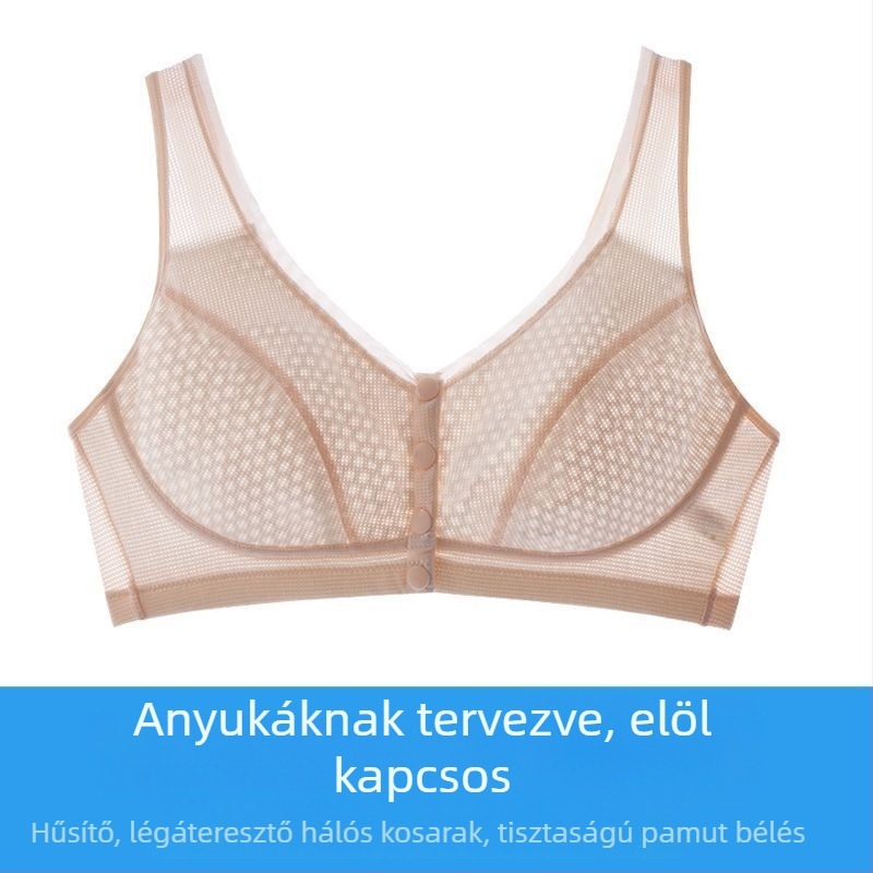 Elöl záródó, merevítő nélküli melltartó, mellény-stílusú, légáteresztő, középkorúak és idős nők számára, kényelmes, lógás elleni támogatás, könnyű