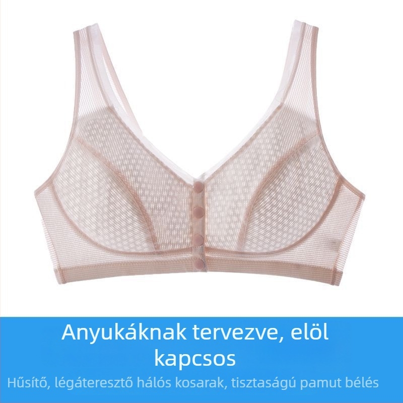 Elöl záródó, merevítő nélküli melltartó, mellény-stílusú, légáteresztő, középkorúak és idős nők számára, kényelmes, lógás elleni támogatás, könnyű