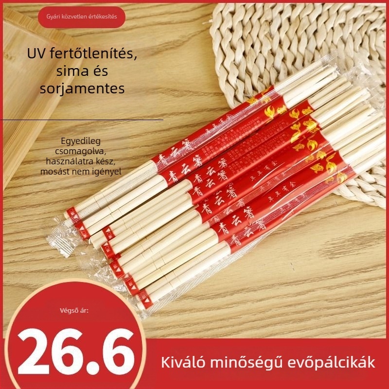 Egyszer használatos bambuszpálcikák, éttermek és kiszállítások számára, egyedi csomagolásban, praktikus, olcsó és higiénikus