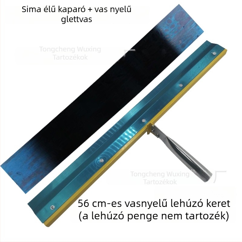 Cementpadló önszintező eszköz fogazott kaparóval, forgatható és irányítható, teleszkópos szárhoz csatlakoztatható