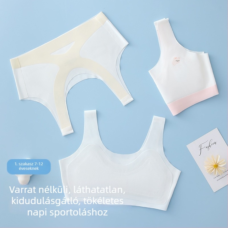 Lányoknak készült nedvszívó, varrás nélküli top fehérnemű, lélegző és kényelmes, 7–12 éveseknek
