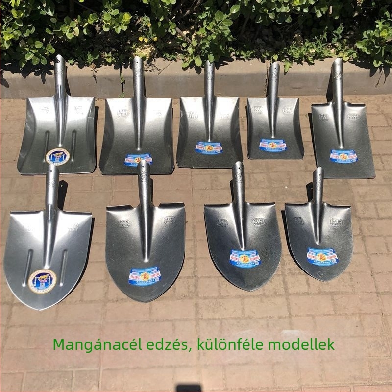 Széles márkájú mangánacél edzett ásó, hegyes és négyszögletes fej, nagy méretű kültéri használatra, kertészkedéshez és mezőgazdasági feladatokhoz
