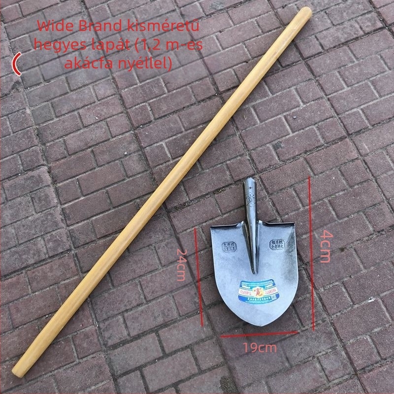 Széles márkájú mangánacél edzett ásó, hegyes és négyszögletes fej, nagy méretű kültéri használatra, kertészkedéshez és mezőgazdasági feladatokhoz