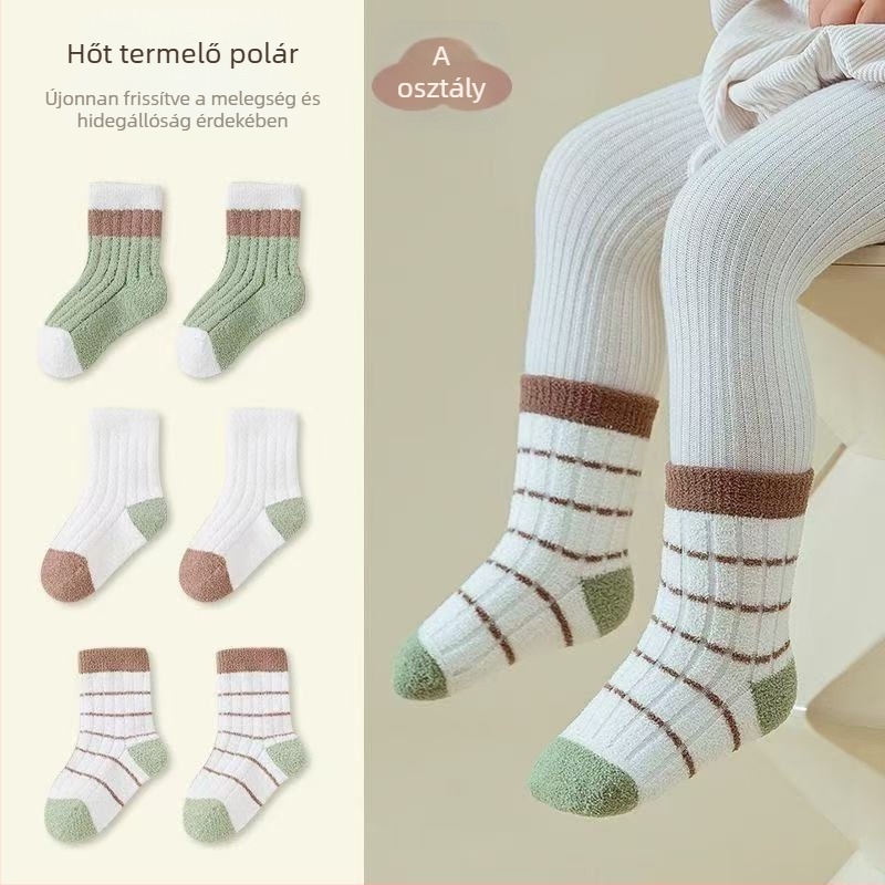 Vastagított gyerek- és babazokni fleece-béléssel, téli meleg, középmagasságú, uniszex