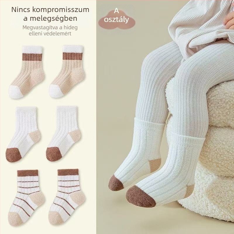 Vastagított gyerek- és babazokni fleece-béléssel, téli meleg, középmagasságú, uniszex