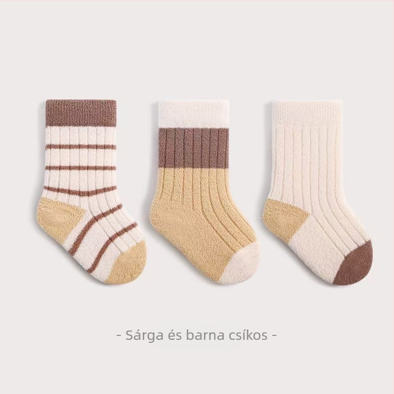 Vastagított gyerek- és babazokni fleece-béléssel, téli meleg, középmagasságú, uniszex