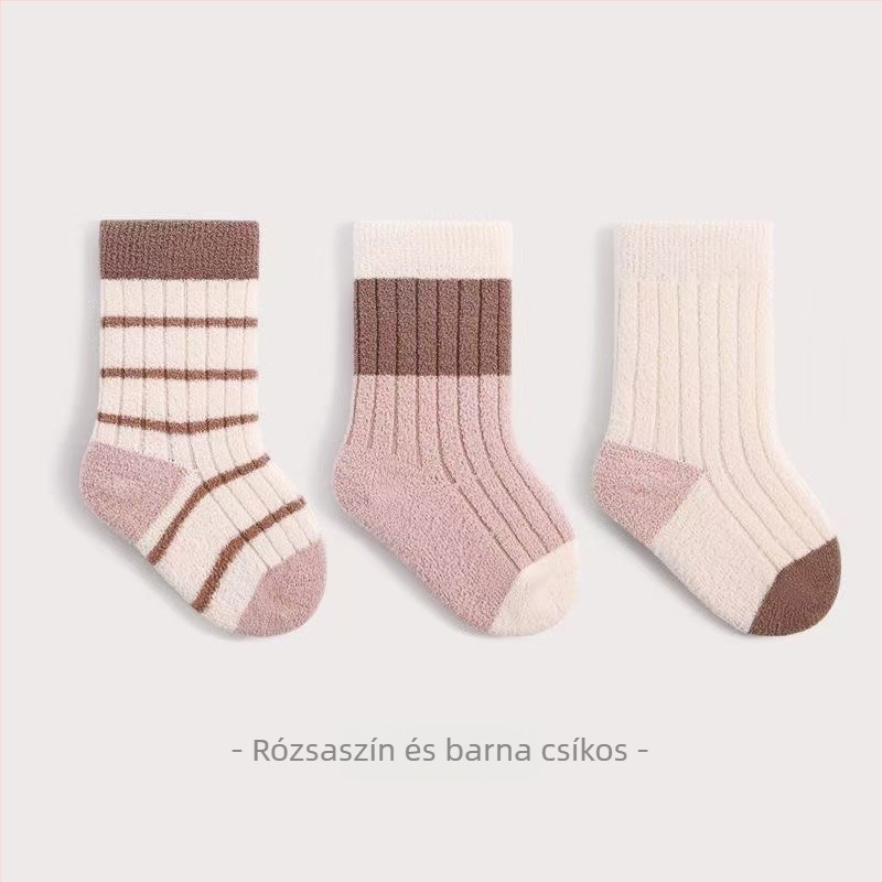Vastagított gyerek- és babazokni fleece-béléssel, téli meleg, középmagasságú, uniszex