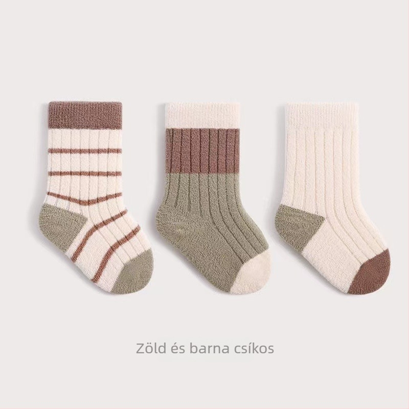 Vastagított gyerek- és babazokni fleece-béléssel, téli meleg, középmagasságú, uniszex