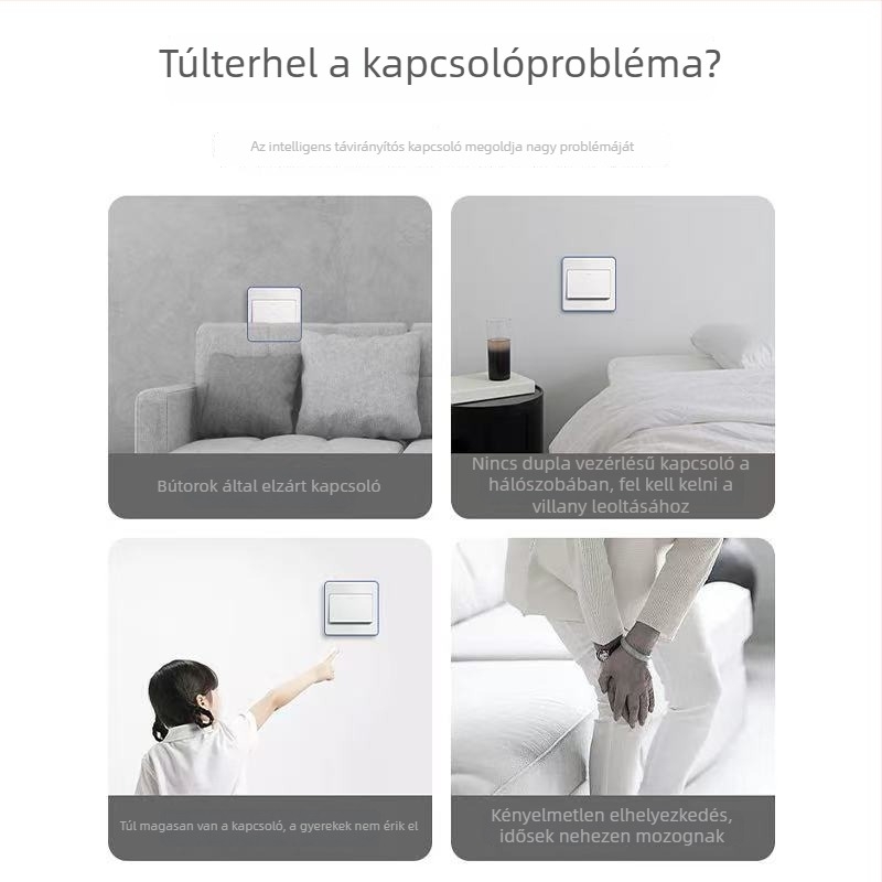 Okos vezeték nélküli távirányítós kapcsoló otthoni használatra, kettős és többes vezérlés, vezetékek nélkül, könnyen rögzíthető