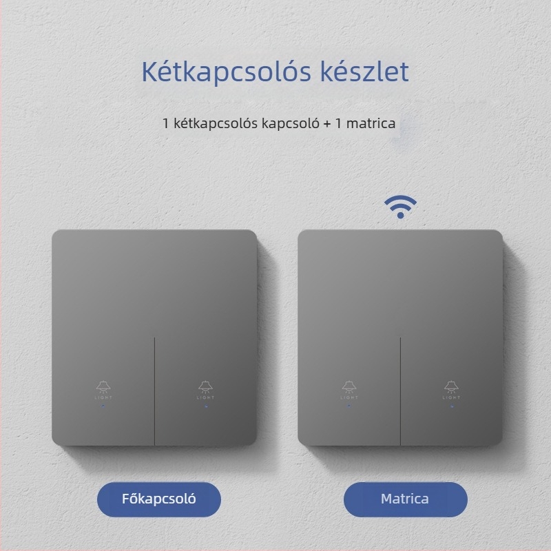 Okos vezeték nélküli távirányítós kapcsoló otthoni használatra, kettős és többes vezérlés, vezetékek nélkül, könnyen rögzíthető