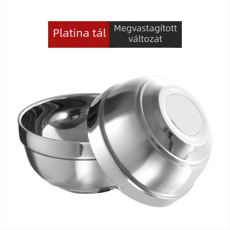 304 rozsdamentes acélból készült tál, kör alakú, kétszintes, platina bevonattal, gyerekeknek/otthonra, átmérő 11-19 cm