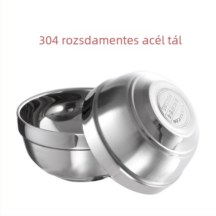 304 rozsdamentes acélból készült tál, kör alakú, kétszintes, platina bevonattal, gyerekeknek/otthonra, átmérő 11-19 cm