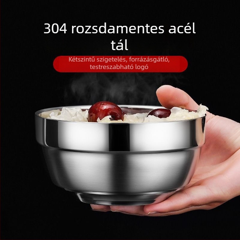 304 rozsdamentes acélból készült tál, kör alakú, kétszintes, platina bevonattal, gyerekeknek/otthonra, átmérő 11-19 cm