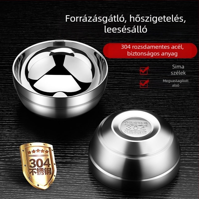 304 rozsdamentes acélból készült tál, kör alakú, kétszintes, platina bevonattal, gyerekeknek/otthonra, átmérő 11-19 cm