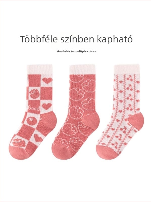 Gyerek pamut Jacquard zokni, fél lábszár hosszú, őszi-téli szezon, koreai stílus