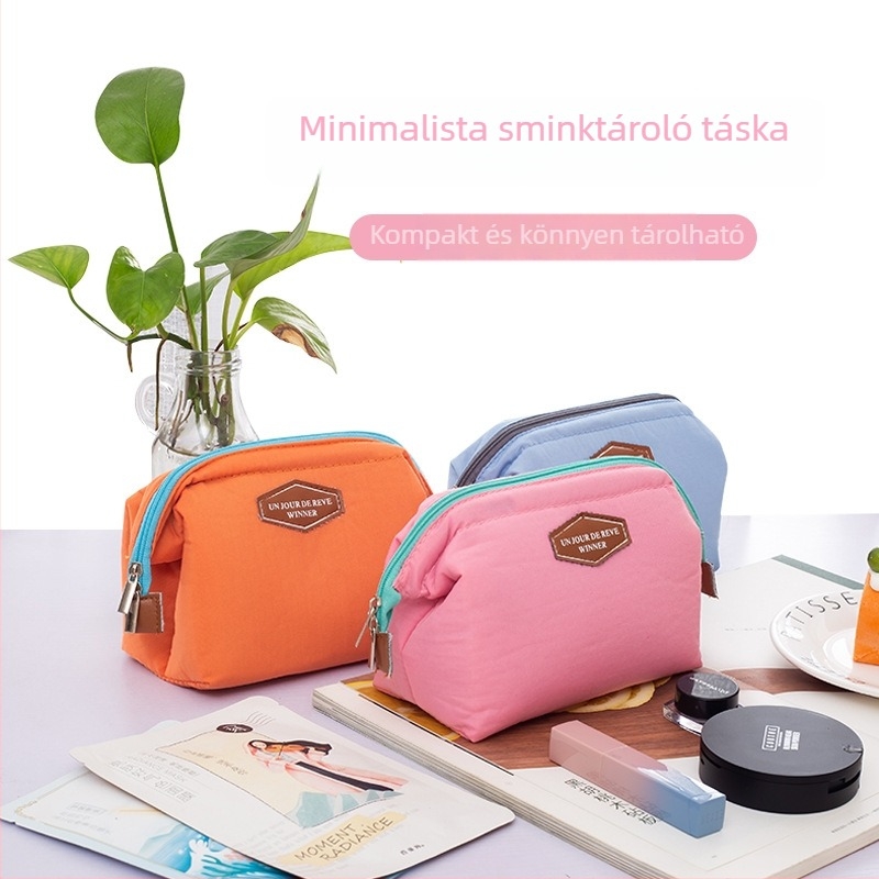 Koreai stílusú kozmetikai táska, minimalist design, vékony acélkeret, kompakt neszesszer