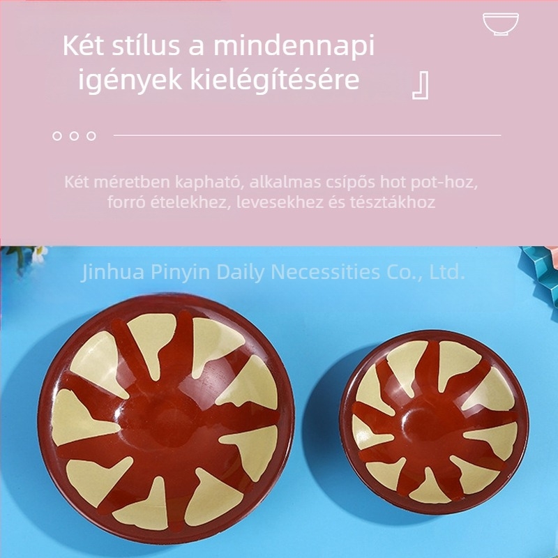 Melamin étkészlet porcelánhatású dizájnnal, tésztás tálakkal – strapabíró kollégiumi használatra