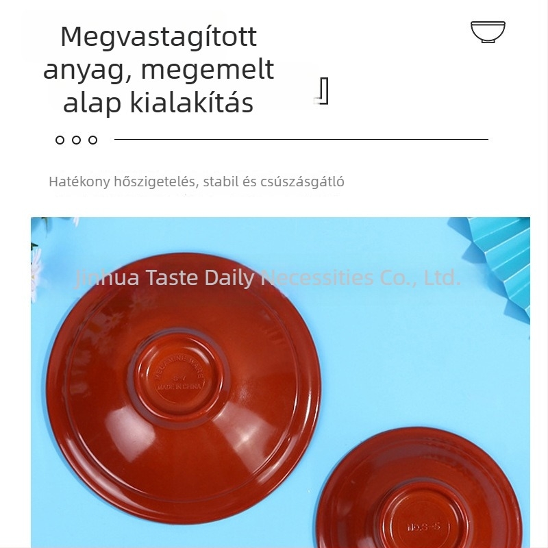 Melamin étkészlet porcelánhatású dizájnnal, tésztás tálakkal – strapabíró kollégiumi használatra