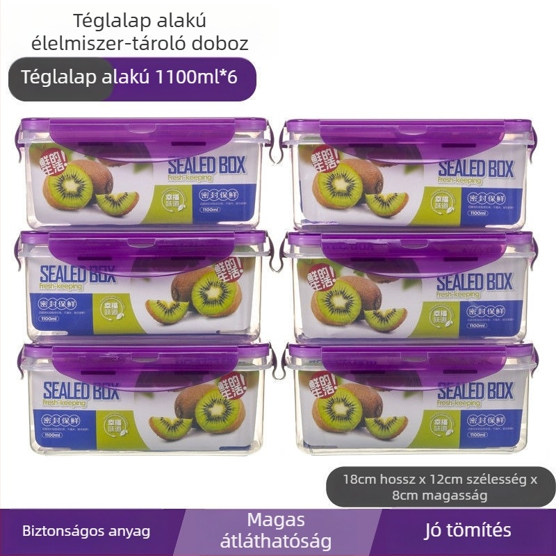 Nagy kapacitású, téglalap alakú fagyasztó tároló, élelmiszer-minőségű, fedeles, átlátszó, megerősített