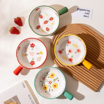 Bohemiai stílusú porcelán ebédtál fogantyúval, fedővel, mikrózható