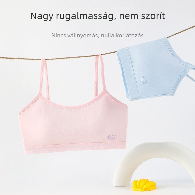 Pamutból készült, légáteresztő háromszög kosaras melltartó, varrat nélküli, fix dupla vállpántokkal