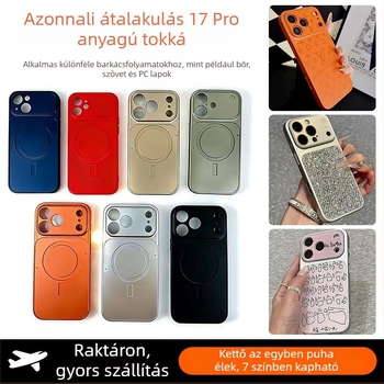 iPhone 17 Pro TPU tok nagy ablakkal, mágneses 2-in-1, puha élű és barázdált széle