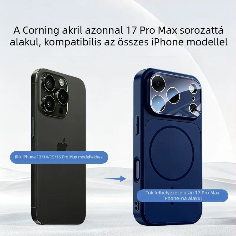 iPhone 17 Pro TPU tok nagy ablakkal, mágneses 2-in-1, puha élű és barázdált széle