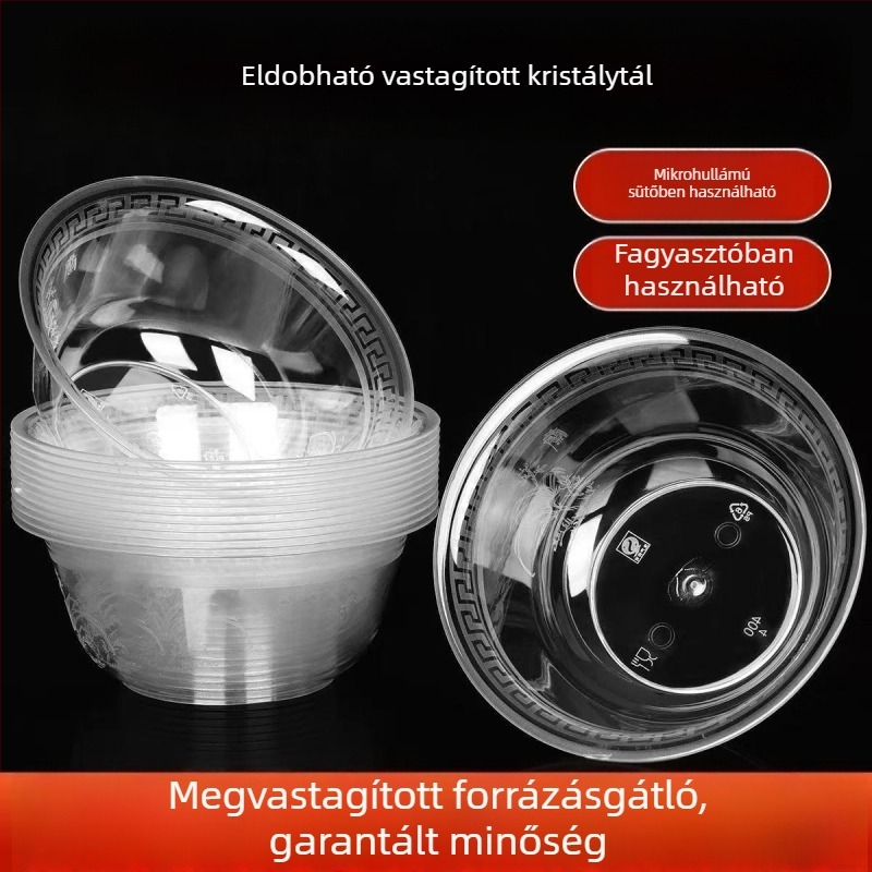 Egyszer használatos, merev műanyag tál, megerősített, háztartási használatra; tál leveshez hot pot
