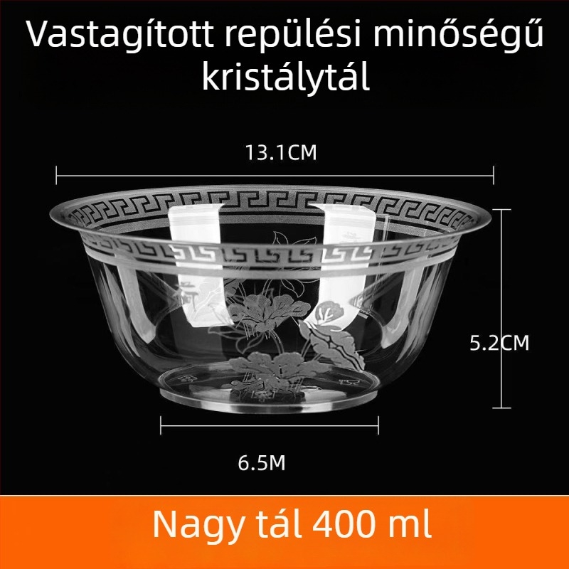 Egyszer használatos, merev műanyag tál, megerősített, háztartási használatra; tál leveshez hot pot
