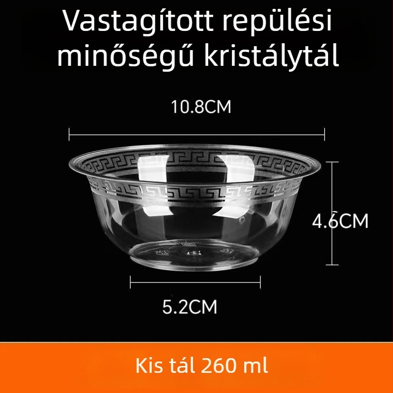 Egyszer használatos, merev műanyag tál, megerősített, háztartási használatra; tál leveshez hot pot