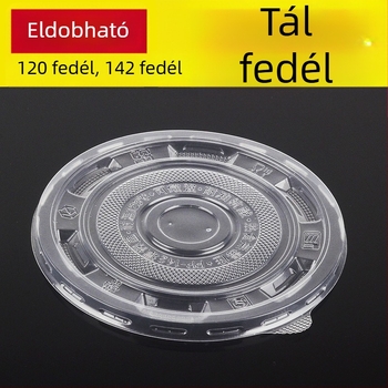 Műanyag kör alakú tálfedél, egyszer használatos, kereskedelmi felhasználásra, vastagított, elvitelre szánt csomagoláshoz