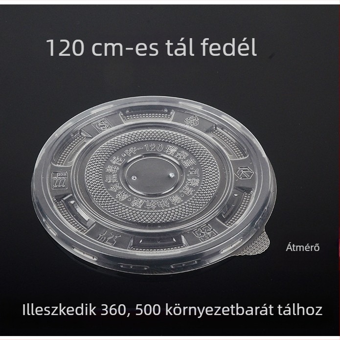 Műanyag kör alakú tálfedél, egyszer használatos, kereskedelmi felhasználásra, vastagított, elvitelre szánt csomagoláshoz