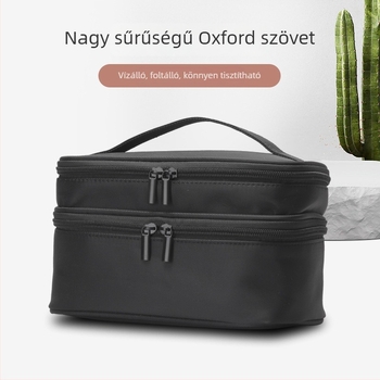 Koreai stílusú kozmetikai táska, dupla rétegű smink eszközökkel, hordozható és vízálló