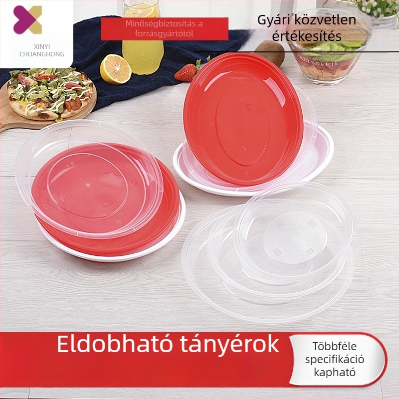 Egyszer használatos műanyag tányérok, kör és ovális alakú, vastított PP, grillhez, gyümölcsökhöz, piknikhez, bankethez és desszertekhez