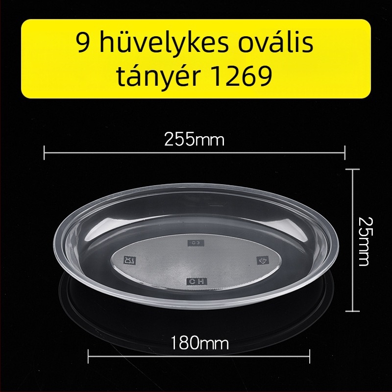 Egyszer használatos műanyag tányérok, kör és ovális alakú, vastított PP, grillhez, gyümölcsökhöz, piknikhez, bankethez és desszertekhez