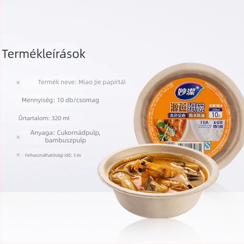 Miaojie egyszer használatos műanyag tányérok és tálak készlet, 320 ml kapacitás, kerek, egyszínű, gyümölcs tál, piknikre és barbecue-ra