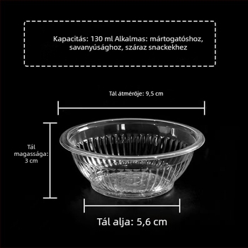 Egyszer használatos műanyag fűszertálak, 130 ml, ideális forró pot-hoz és mártásokhoz, gyóza fűszer, ecet és szójaszósz.