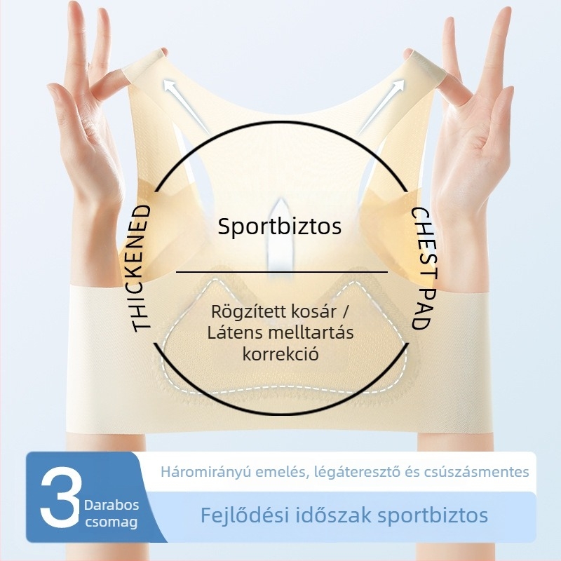 Jégselyem sportmelltartó, 3/4 kosár, vékony formázott kosár, lélegző hátsó rész, nejlon.