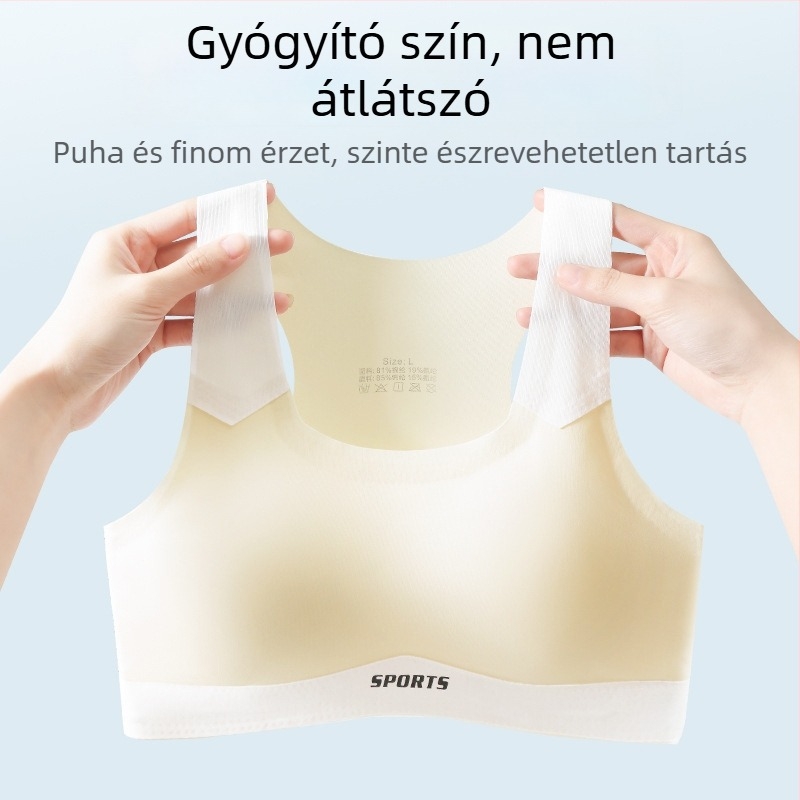 Jégselyem sportmelltartó, 3/4 kosár, vékony formázott kosár, lélegző hátsó rész, nejlon.