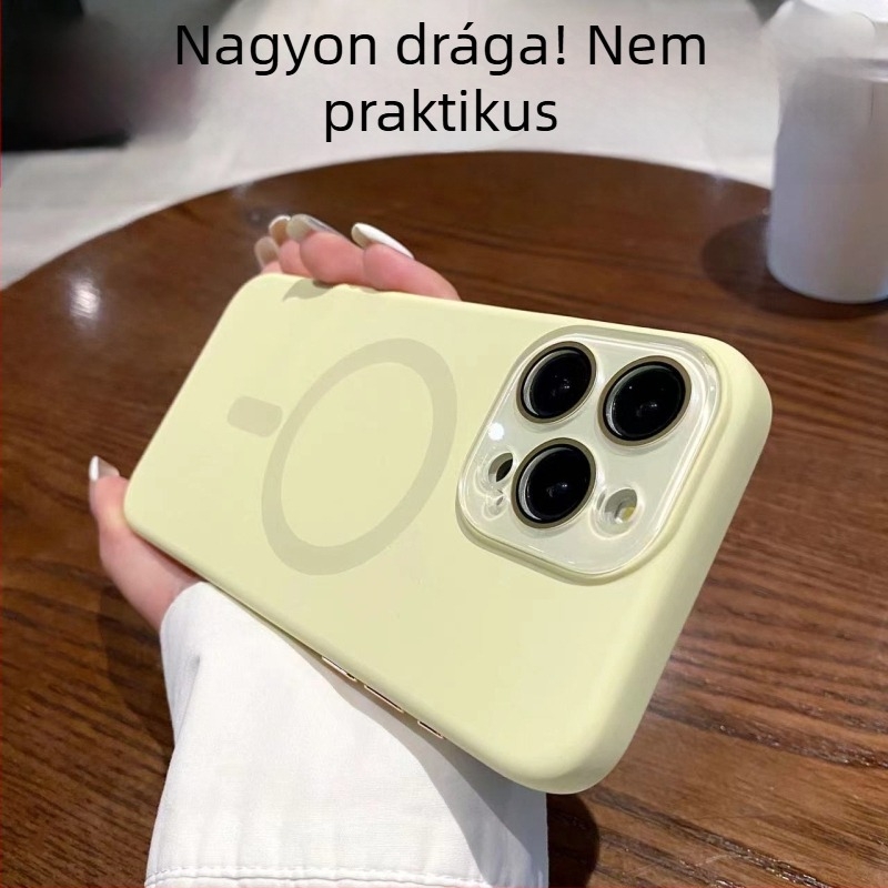 Folyékony szilikon mágneses vezeték nélküli töltésű tok iPhone Pro Max modellekhez 12–17