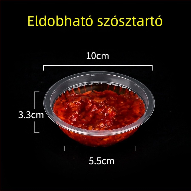 Egyszer használatos PP műanyag fűszertálca, 50 ml, mustárhoz, olajhoz, ecethez és chiliszószhoz