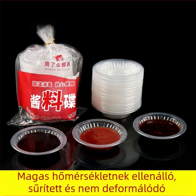 Egyszer használatos PP műanyag fűszertálca, 50 ml, mustárhoz, olajhoz, ecethez és chiliszószhoz